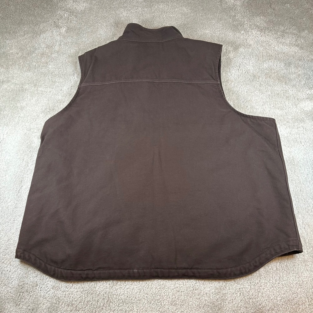 Carhartt 104277 DKB Mock Neck Sherpa Lined Vest Mens 2XL Brown Duck Canvas Zip - Picture 3 of 12